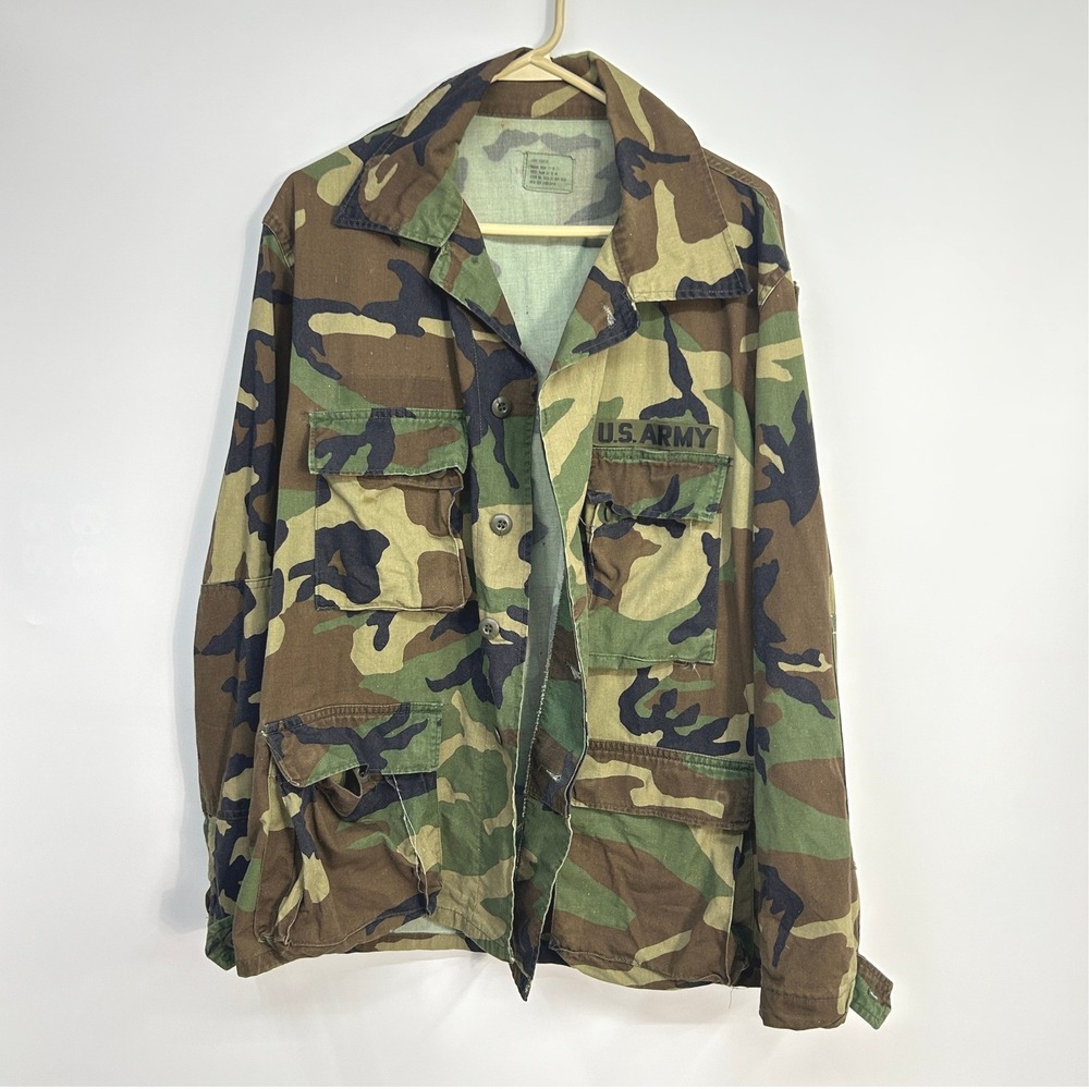 US Army Woodland BDU Field Jacket Large Regular Military Surplus Utility Camo